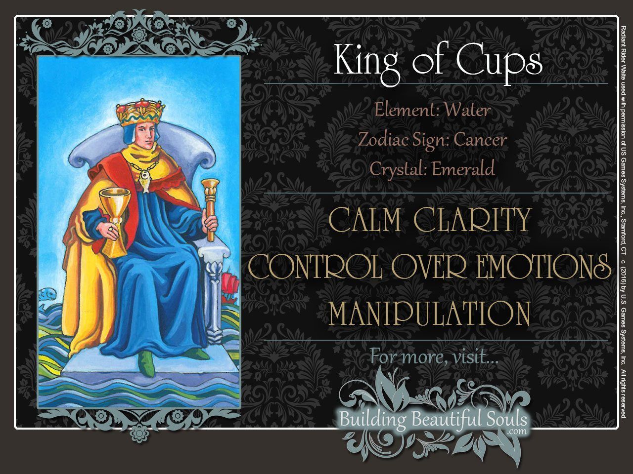 King of Cups Tarot Card Meanings Rider Waite Tarot Deck