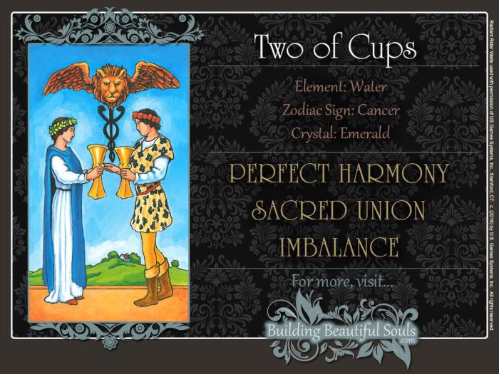 Two of Cups Tarot Card Meanings Rider Waite Tarot Deck