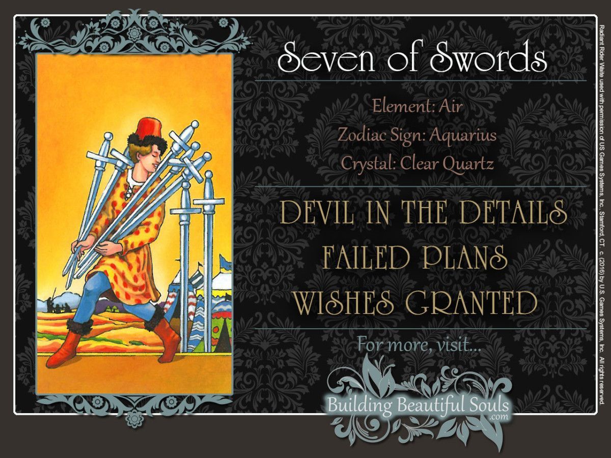 Seven  of  Swords  Tarot  Card  Meanings  Rider  Waite  Tarot  Deck 