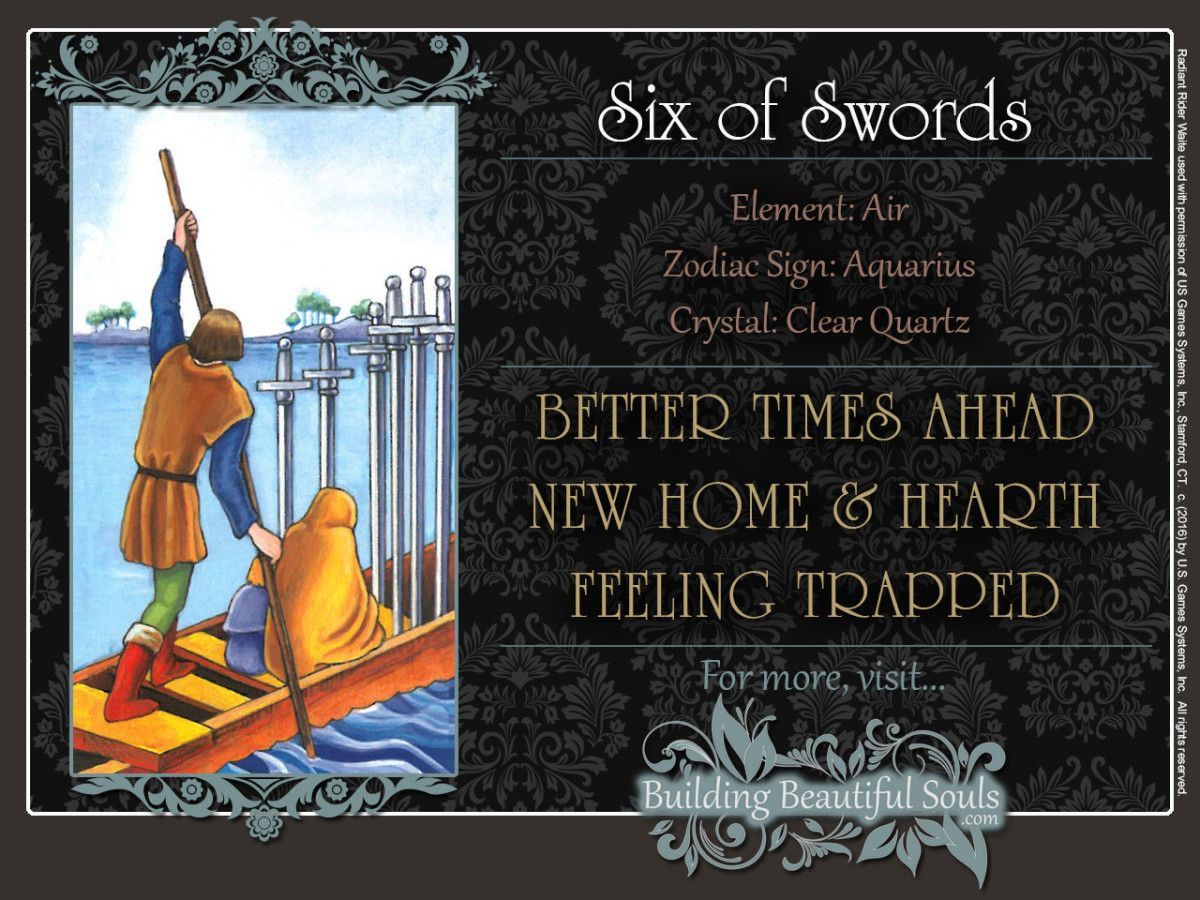 Six  of  Swords  Tarot  Card  Meanings  Rider  Waite  Tarot  Deck