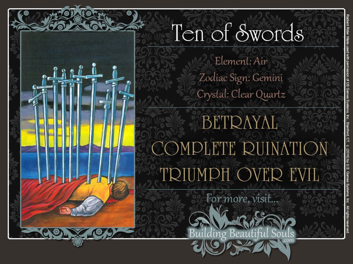 Ten  of  Swords  Tarot  Card  Meanings  Rider  Waite  Tarot  Deck
