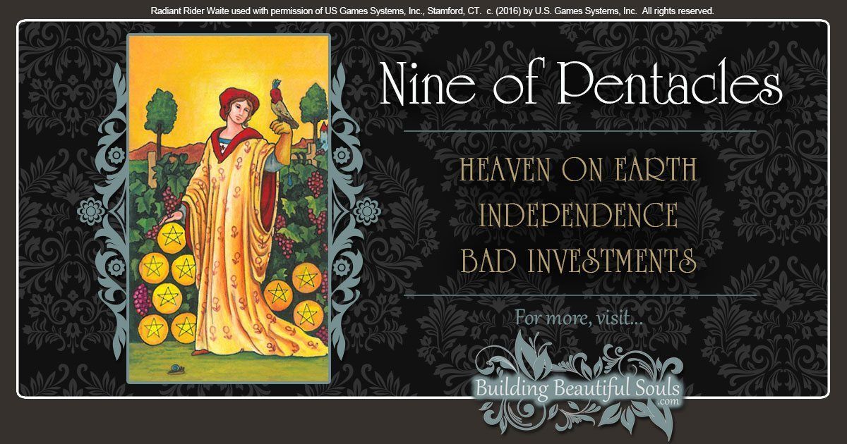 The Nine of Pentacles Tarot Card Meanings 1200x630