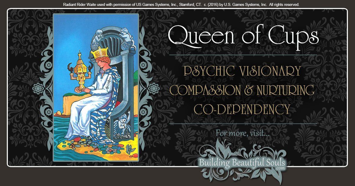 The Queen of Cups Tarot Card Meanings 1200x630
