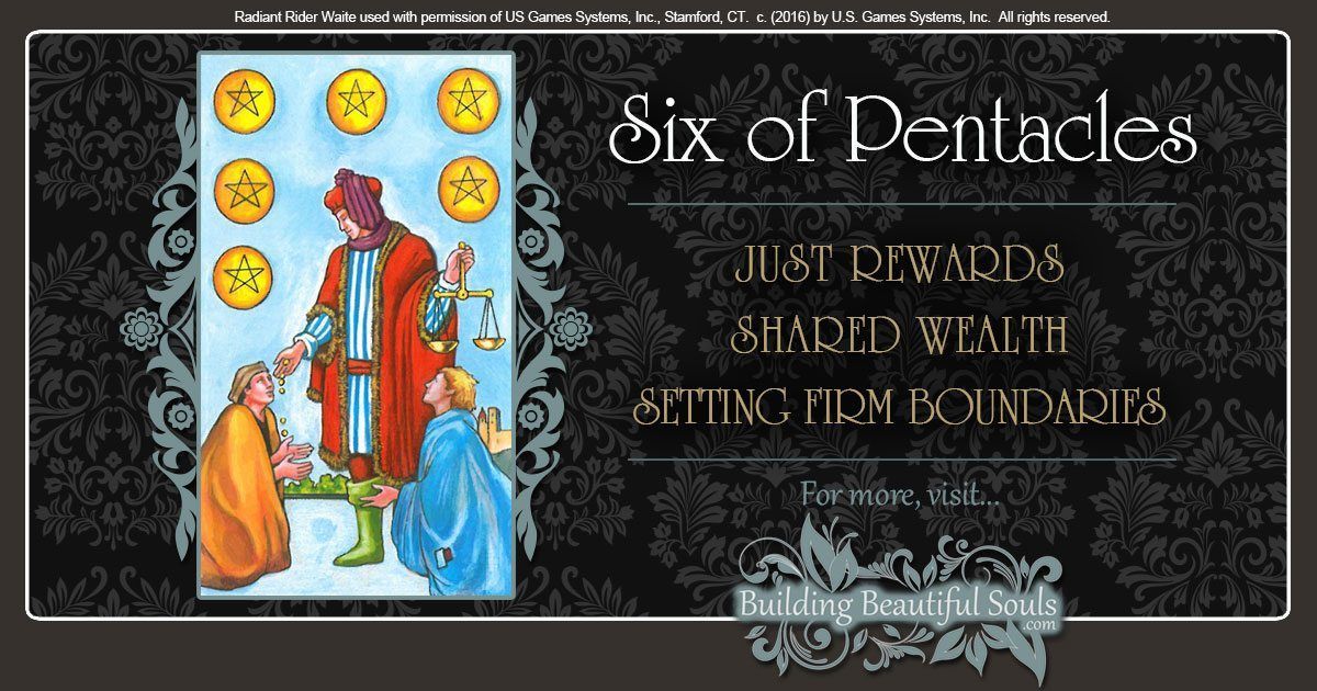 The Six of Pentacles Tarot Card Meanings 1200x630